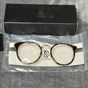 Sojos Retro Round Blue Light Tortoise Frames Anti Blue Light Lens  NWT